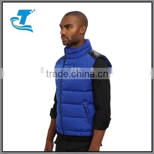 New Fashion European Style Winter Blue Men Down Vest With Stand Up Collar thumbnail-2