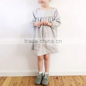 Babydoll Dress In Linen Fabric Elastic Cuffs Baby Girls Dress Designs Plus Size thumbnail-2