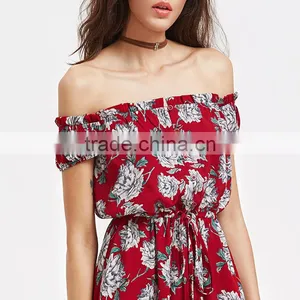 Scarlet 2017 Irregular Hem and Off-shoulder Chiffon Ladies Long Dress thumbnail-6