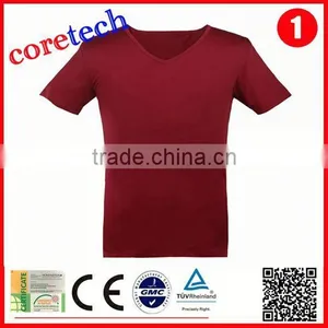 New Cheap 100% Polyester V-neck T-shirt Factory thumbnail-1