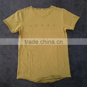 Khaki Customized Design Raw Hem Gym T Shirts for Men thumbnail-1