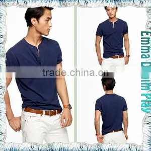 2017 Customized Designer Mens Navy Button Placket Collar T-Shirts thumbnail-4