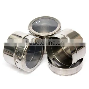 High Quality Useful 6pcs/Set Spice Stainless Steel Magnetic Cruet Condiments Spice Rack Pots Set For Spice thumbnail-6