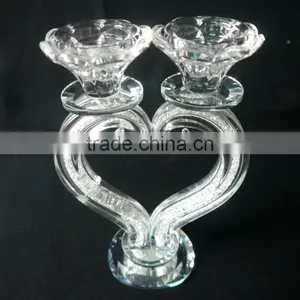Hot Sale !!! Unique Crystal Heart-shaped Candle Holder With Diamond for Wedding Table Decration JKC-000 thumbnail-2