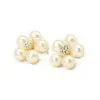 Pearl Earrings Flower Shape Stud Earrings Silver Plated Rhinestone Earrings Bridal E5722 thumbnail-1