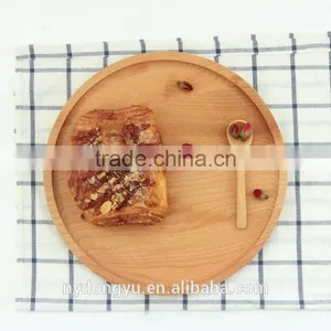 Round Beech Wood Bread Tray /varnish Free Breakfast Fruit Tray Coffee Holder Tray / Msh Dessert Cake Wooden Tray thumbnail-3