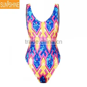 2016 Fashion Sexy Lady African Print High Cut Thong Bikini Swimwear thumbnail-2