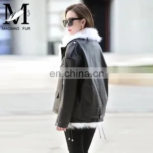 Sheepskin Plain Black Winter Leather Jacket Sheep Leather German Leather Jacket thumbnail-2