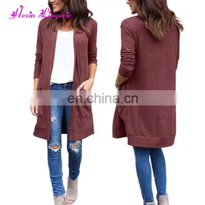Knitting Sweaters Outerwear Pocket Long Women 2017 Latest Design Cardigan thumbnail-1