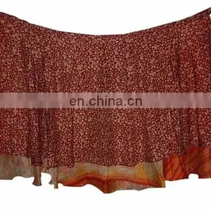 Authentic Manufacturer of Vintage Silk Saree Sari Wrap Round Skirt Long Length thumbnail-1