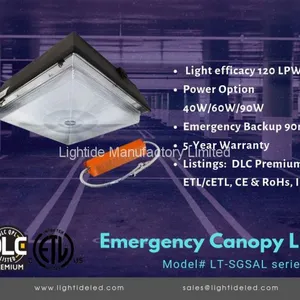 Battery Canopy Lights LED 90 Watts, DLC Premium 100-277vac, 1.5 Hrs Work Time, 5 Yrs Warranty thumbnail-2