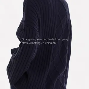 Fashion Women Clothing Winter Pullover Asymmetrical Knit Turndown Sweaters thumbnail-2
