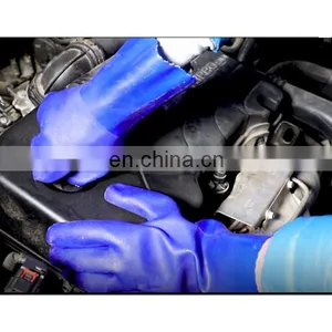 Oil Resistant Blue PVC Supported Cut Resistant Gloves With Sandy Rough Finish thumbnail-1