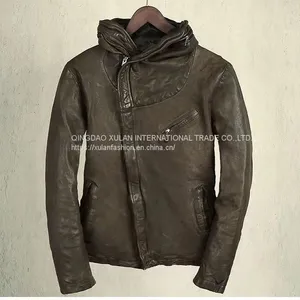NEW FASHION 2022AW MEN'GENUINE LEATHER WASHED LAMBSKIN LEATHER JACKET thumbnail-1