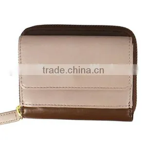 Wholesale Real Cow Leather Women Money Pouch Contrast Color Coin Holder Purse Zip Around for Women thumbnail-3