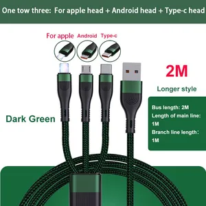 High Quality 3 in 1 Usb Cable in Super Fast Charger Cable 160 Thick Copper Wire Over 5A Data Cable for Mobile Phone thumbnail-5