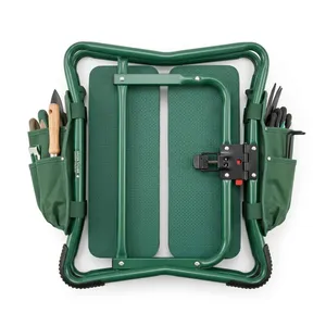 Sturdy Foldable Steel Frame Soft EVA Foam Cushion Portable 2 in 1 Kneeling Stool With Tool Pocket Garden Kneeler Seat thumbnail-5