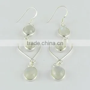 Rainbow Moon Stone Silver Earring, 925 Silver Jewellery, Handmade Silver Jewellery thumbnail-2