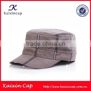 High Quality Wholesale Custom Made Blank Design Your Own Blue Jean Flat Top Military Cap thumbnail-3