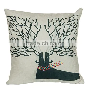 2016 Hot Sale Home Decorative Custom Deer Printing Linen Cheap Cushion Cover thumbnail-2
