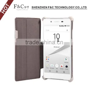 Around Protective Flip Genuine Leather Cover Case Wallet Case for Sony Z5 With Stand thumbnail-4