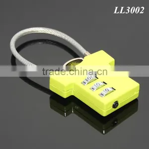 RANDOM Mix Colors Green T-shirt Shaped Three Coded Lock Blank Metal Zinc Alloy Steel Wire Combination 3 Digitals Padlock thumbnail-1