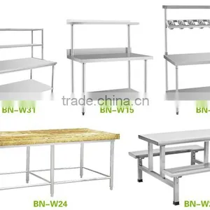 Restaurant Stainless Steel Kitchen Corner Work Table With Splashback And Under Shelf BN-W16 thumbnail-2