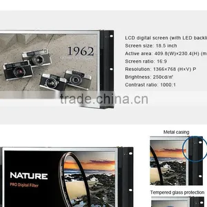 15 Inch Elevator Flexible Mount Open Frame Lcd Advertising Screen for Auto Loop Display thumbnail-5