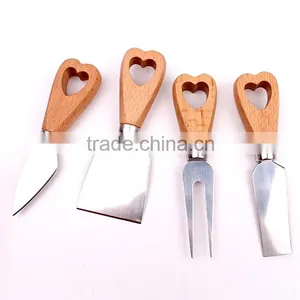 New Hot Sale Cheese Knife Set With Heart Hole Wooden Handle thumbnail-1