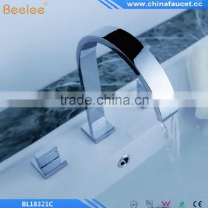 Beelee BL18322C Chrome Finish Two Handles Three Holes Bathroom Waterfall Basin Mixer Vessel Faucet Tap thumbnail-2