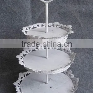 Antique White 3 Tiered Iron Display Tray thumbnail-1
