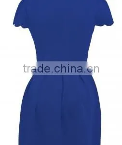China Manufature White Sweet Scallop Pleated Skater Dress For Womens thumbnail-3