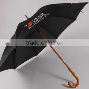 23 Inches Black Color Wooden Handle Umbrella Wholesaler thumbnail-1