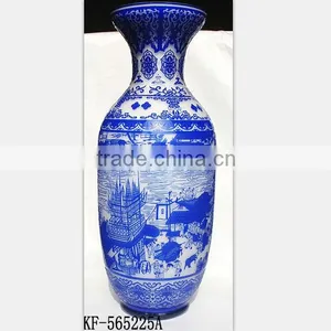 2014 Special 3D-Carved Long-Stem Blue Flower Glass Vase thumbnail-1