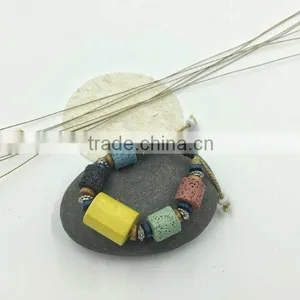 Bob Trading Custom Volcanic Lava Rock Stone Bracelet Women Gold Bracelet Chips Beads Bracelet thumbnail-1