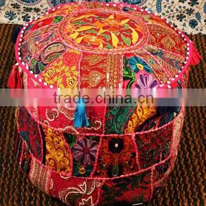 Ethnic Poof Indian Pouf Ottoman Storage Pouf Cover Footstool Bohemian Gypsy Decor thumbnail-1