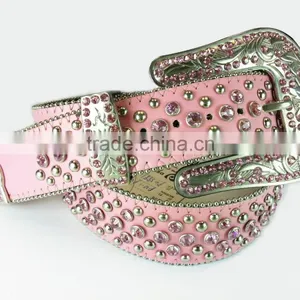 2015 Hot Sale Western Rhinestone Croc Skined Leather Belt, Western Belt thumbnail-3