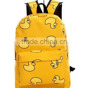 Yellow Duck Pattern School Bag Cute Travel Backpack thumbnail-1