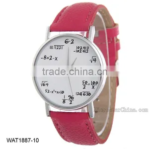 Creative Personalized Mathematical Formula Pink Leather Wrist Watch thumbnail-5