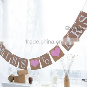 New Handmade Brown FROM MISS TO MRS Wedding Bunting Banner Photo Booth Props thumbnail-3