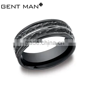 Surface Etched Titanim Steel Ring Men's 316L Stainless Steel Rings Jewelry thumbnail-3