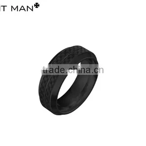 2016 Hot Selling 8mm Rings Wedding Rings Band Wholesales Black Plating Carbon Fiber Titanium Band Ring thumbnail-1