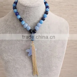 Factory Direct Bead Acrylic Necklace Fashion Blue Color Acrylic Statement Necklace thumbnail-2
