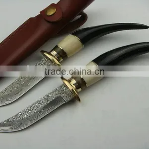 OEM Ox Horn/Camel Bone/Brass Handle Damascus Knife thumbnail-6