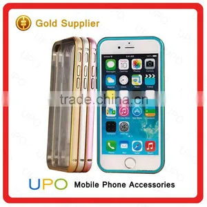 [UPO] Clear Slim Transparent Hard PC Plastic Back Cover Aluminum Alloy Frame Bumper Case for IPhone 6/ 6 Plus thumbnail-1