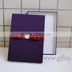 Custom Handmade Luxury Purple Wedding Gift Box for Invitations thumbnail-6