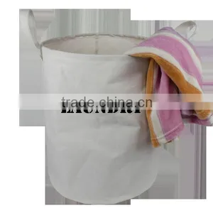 Cheap Round Fold Up Laundry Basket, Waterproof Sturdy Nylon Woven Laundry Basket , thumbnail-1