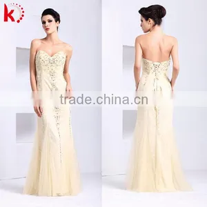 Off Shoulder Backless Sexy Elegant Lace Ivory Long Beaded Fashion Evening Dress thumbnail-1