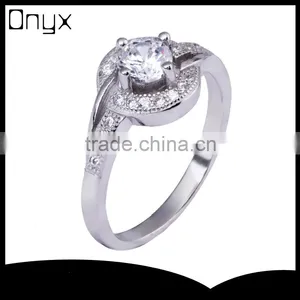 Pure Silver Asymmetric Design Lock Ring Double Circle Ring With Whte Zircon thumbnail-1