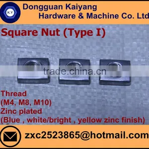 Square Nut Type I (Bicycle Fastener); Zinc Plated (Blue , White/bright , Yellow Zinc Finish ); M4, M8, M10. thumbnail-1